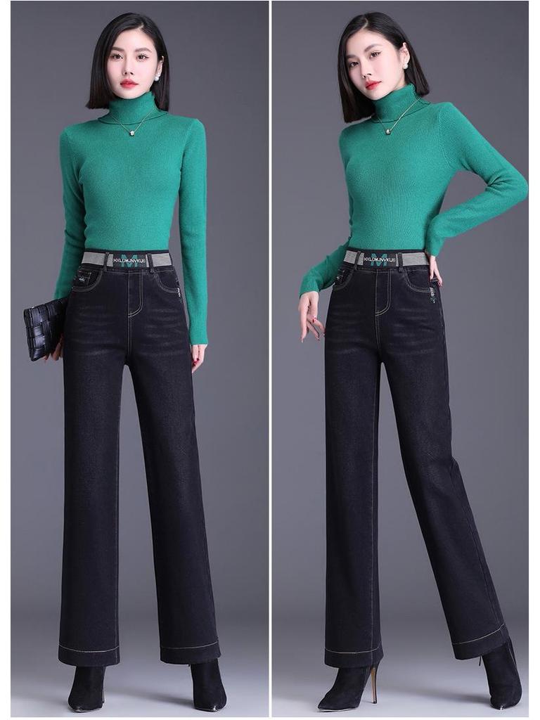 High Waist Wide Leg Women's Jeans - Plus Size, Slimming, Straight Loose Fit, 2025 Spring/Autumn Collection.