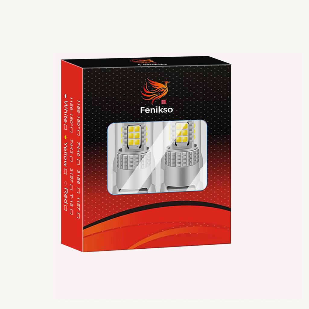 Fenikso T20 Single Ball Back Lamp White Brake Lamp Turn Signal 7440 with Diffused Lens DC12V Backward Light 2 Pack