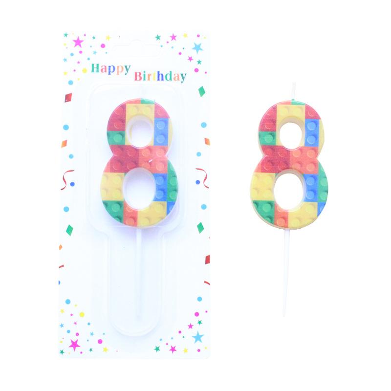 New Product Lego Numbers 0-9 Birthday Cake Candles Children’s Cartoon Building Blocks Theme Party