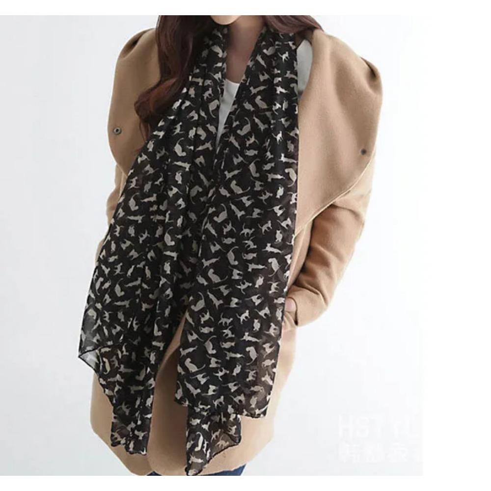 Women Chiffon Scarf 150*45cm thin style Scarfs Print Cat Star Leopard Shawls And Scarves Best Party gift 22009