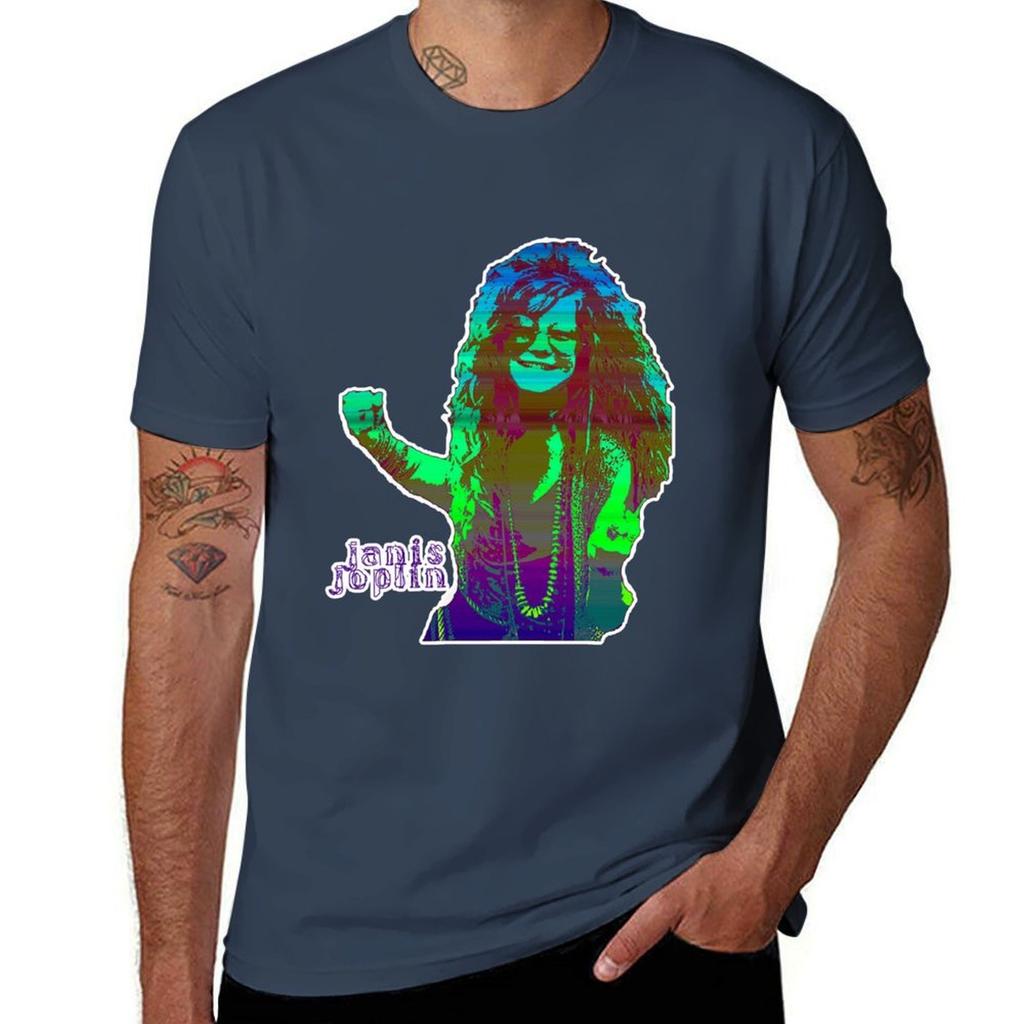 Janis Joplin GREEN digital handmade art by Iona Art Digital TShirt Casual Graphic Print Tee