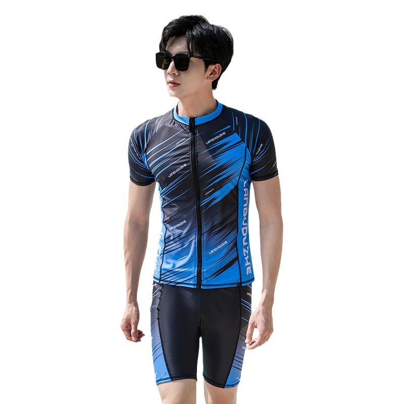 Herren Zweiteiler Schlankheitsbadeanzug im koreanischen Stil - Bauch kaschierend, Übergröße, Sonnenschutz