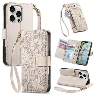 Wrist Strap Zipper Leather Wallet Card Slot Phone Case for IPhone 16E 17 Air 16 15 14 13 12 Pro Max Bracket Protective Cover