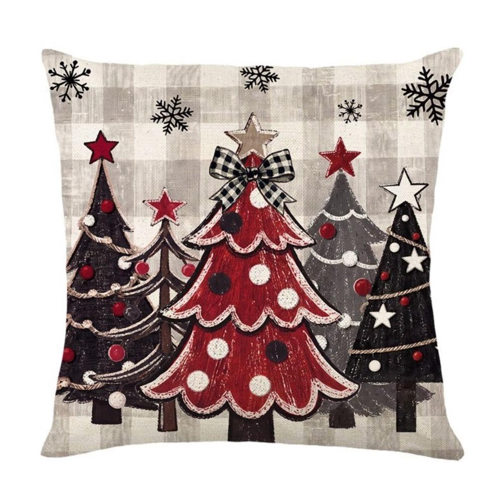 Vintage Christmas Pillow Cover Snowman Snowman Pillow Case Cute Xmas Tree Cushion Cover Home Sofa