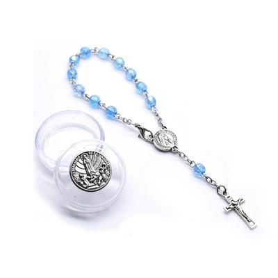 QIGO Zehner-Rosenkranz Kristallarmband Kruzifix Kreuz Religiöser Schmuck Mit Fatima-Box Für Männer Frauen