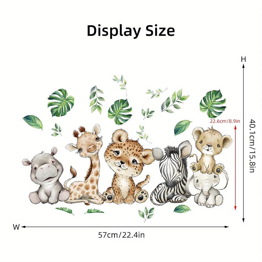 1PC Cartoon Cute Hippo Tiger Elephant Deer Tree Animal Wall Stickers For Bedroom Living Room Nursery Decoration Wall Decals