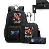 Riman Zaino con lucchetto USB ONE PIECE borsa a tracolla borsa da scuola per studenti astuccio set da tre pezzi uomo e donna