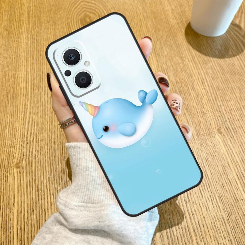 Cute Sea Narwhal Quotes Funda For OPPO Reno 12F 11F 13F 14F 8T 8 Lite 10 11 12 13 14 OPPO Find X8 X6 X5 X9 Pro Case