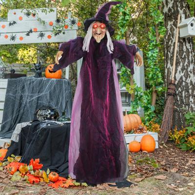 Dekoracja latającej wiedźmy na Halloween, wisząca na zewnątrz statua wiedźmy ze światłem, duża krzycząca wiedźma, rekwizyt do dekoracji ogrodu i trawnika