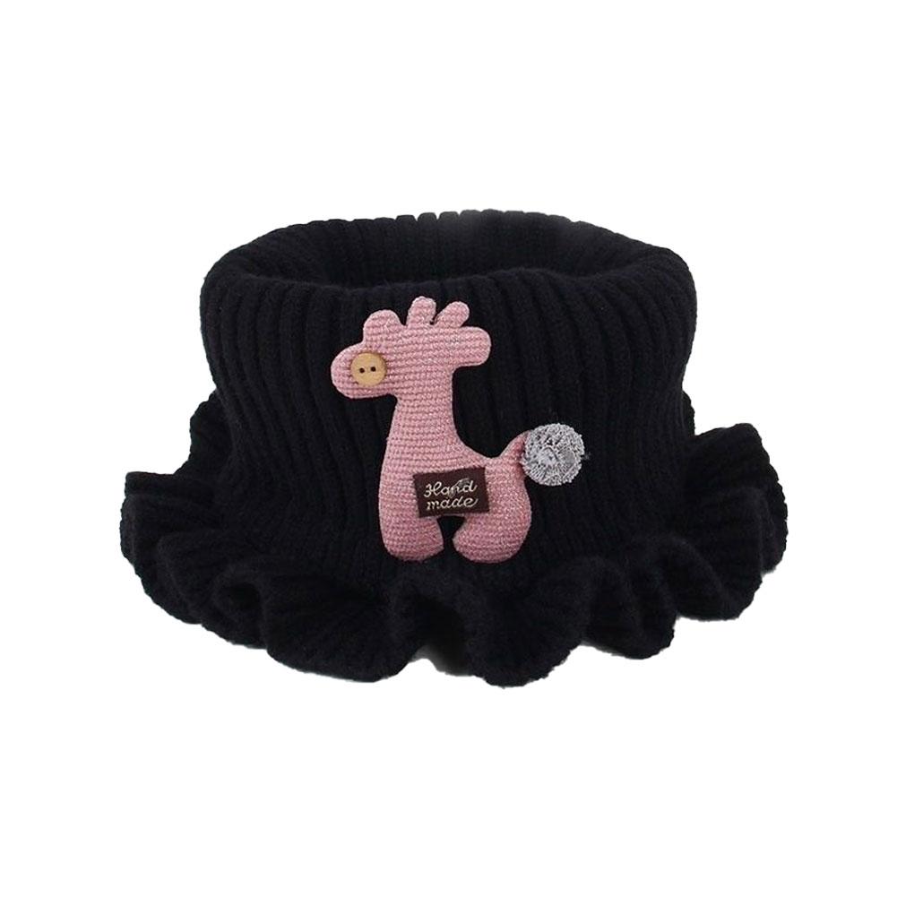 Children's Knitted Scarf Cartoon Giraffe Ruffle Neck Warmer Girls Kids Neck Collar Circle Outdoor Winter Warm Scarves