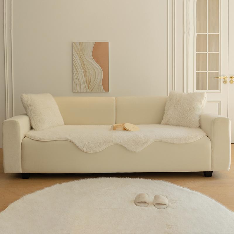 Irregular Shaped Sofa Cover Cream Universal Anti Slip Four Seasons Sofa Cushion Cover Soft Stretchable Fabric Protector 80*90cm