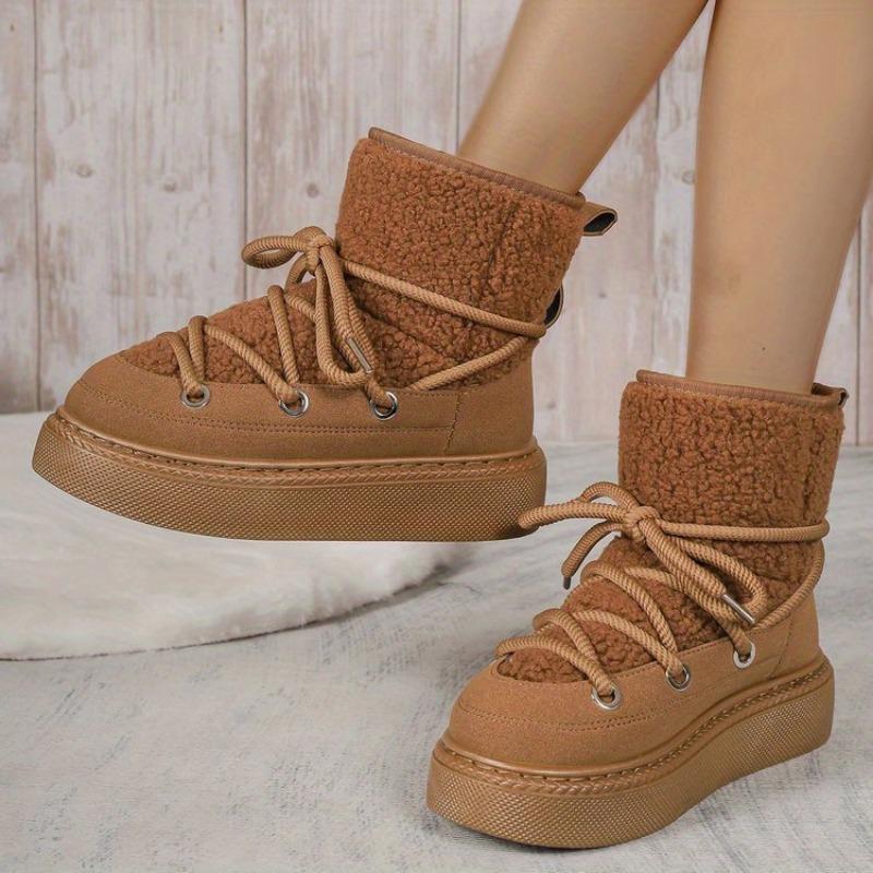 Big Size Thick Bottom Cross Strap Snow Boots 2025 Fall and Winter New Thickened Mid-calf But Not Knee Warm Women's Boots