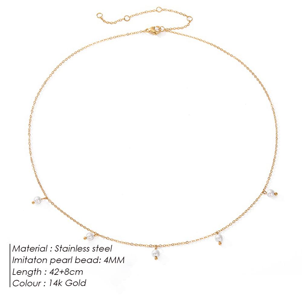eManco Stainless Steel Imitation Pearl Tassel Necklaces Fashion Handmade Short Chain Jewelry 48 Hour Shipping Factory Direct