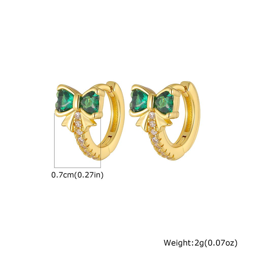 Wind Copper Slightly Inlaid Zircon Bow Flower Earrings Gold Women's Daily Versatile Earrings EBD-480