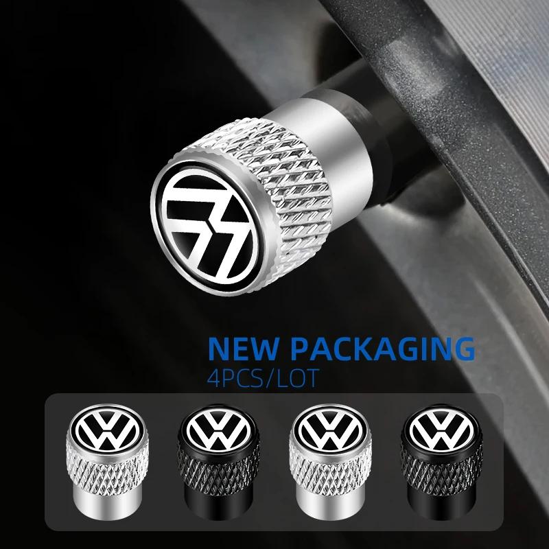 4Pcs Car Tire Valve Stems Cap Knurling Style Tire Valve Cap for Volkswagen VW GOLF POLO PASSAT TIGUAN TOURAN TOUAREG JETTA GTI