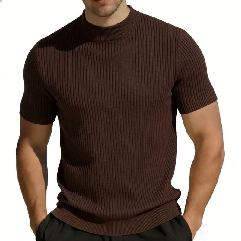 Men S Short Sleeve Striped T Shirt Slim Fit Summer Ice Silk Top