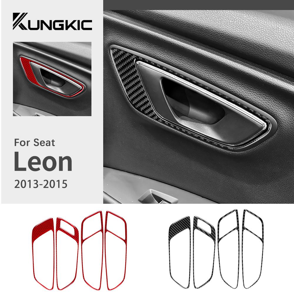 Real Soft Carbon Fiber Sticker For Seat Leon MK3 2013 2014 2015 LHD RHD Car Door Handle Panel Trim