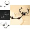 Gothic Black Zinc Alloy Spider Hand Chain With Adjustable Opening For Holiday Gift