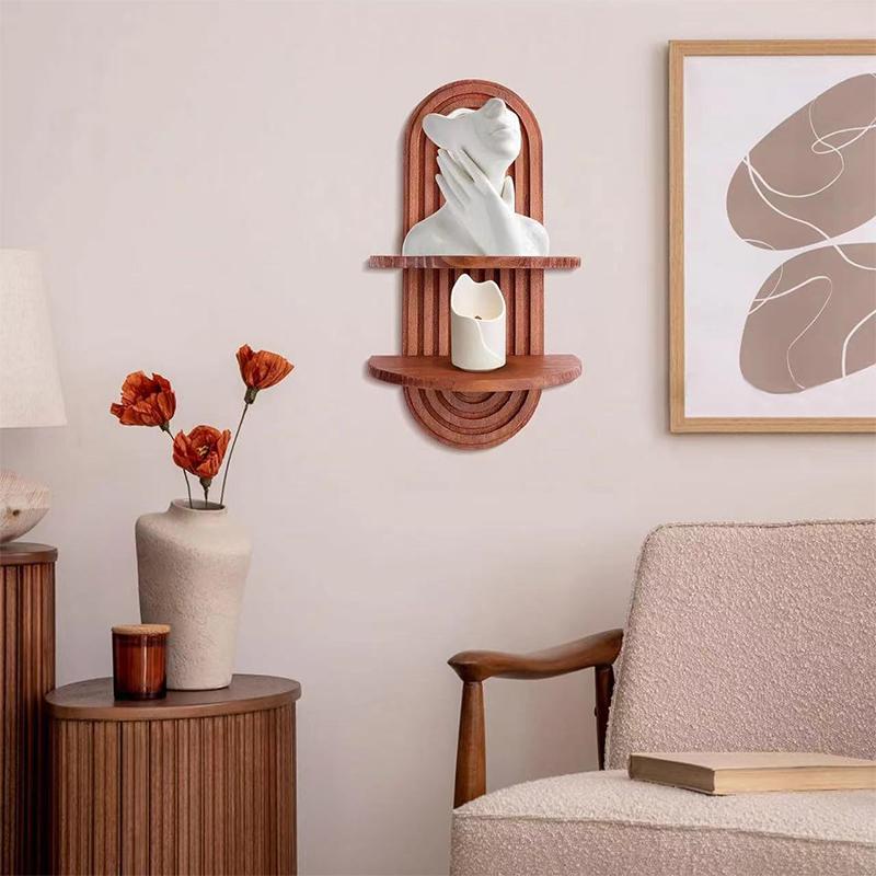 1set Wall Hanging Rack Floating Shelf Arched Storage Rack Geometric Display Rack Boho 2 Colors
