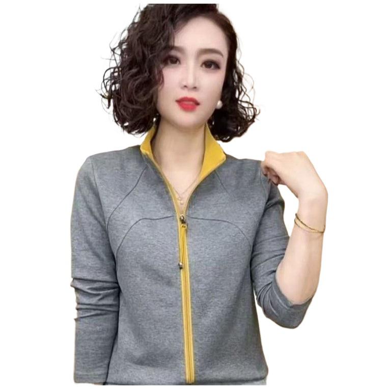2025 Spring/Autumn Women's Slim Fit Zipper Cardigan with Stand Collar