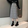 Plus Size Women's Korean Style Plaid Woolen High Waist Mid-Length Winter Skirt