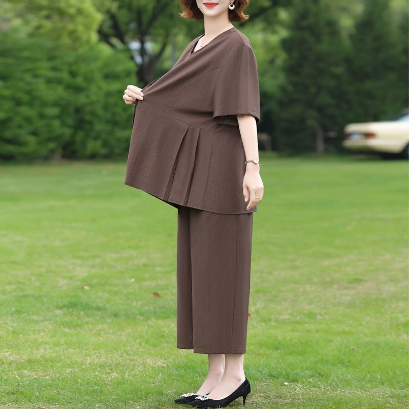 Women's Plus Size 2-Piece Casual Set, Short Sleeve Top & Elastic Waist Pants (3XL-7XL)