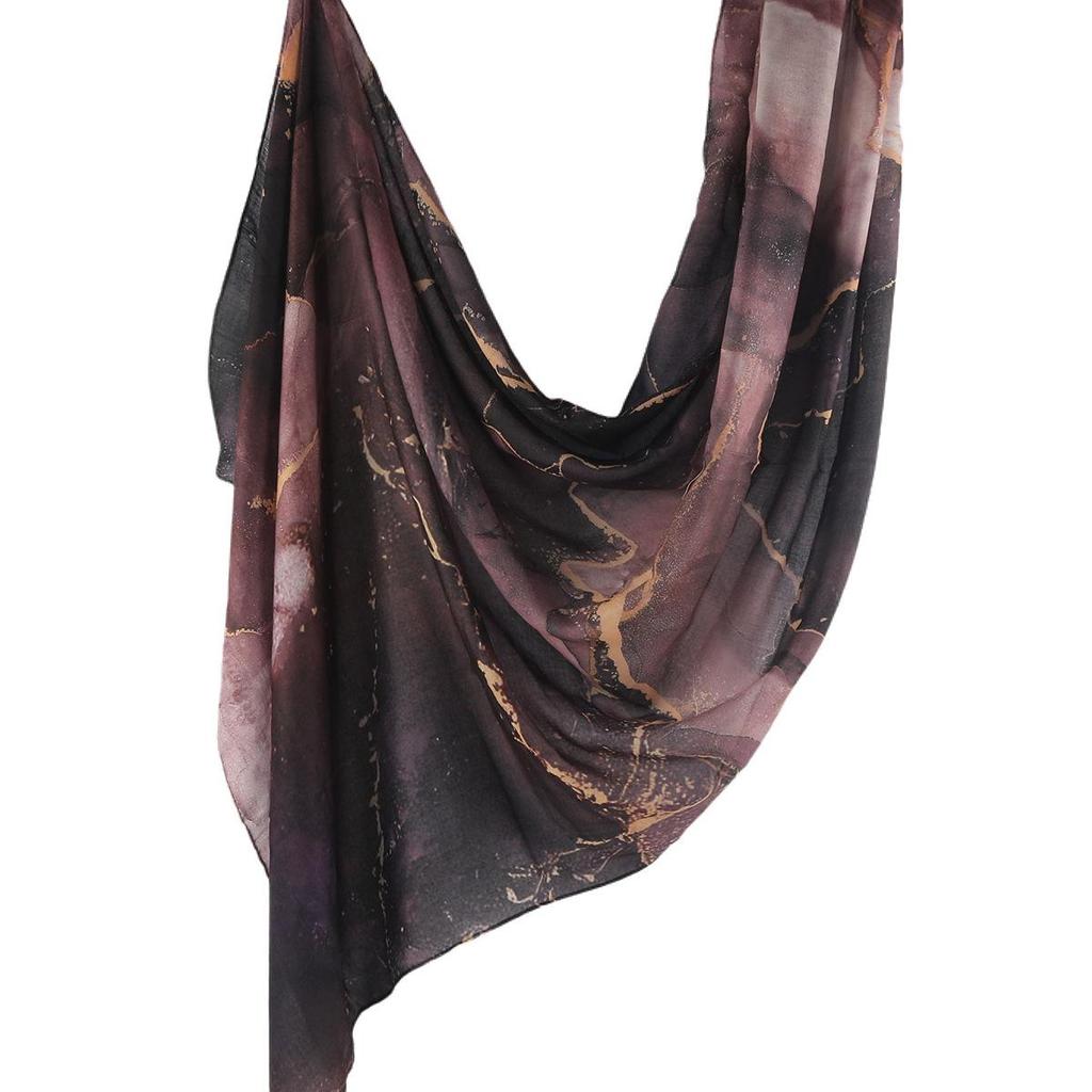 "Ethnic Watercolor Modal Cotton Shawl Satin Print Scarf for Women"