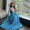 Metal Three-dimensional Bow Tube Top Neck Skirt Atmosphere Blue Irregular Ruffle Edge Vacation Photo Beach Skirt