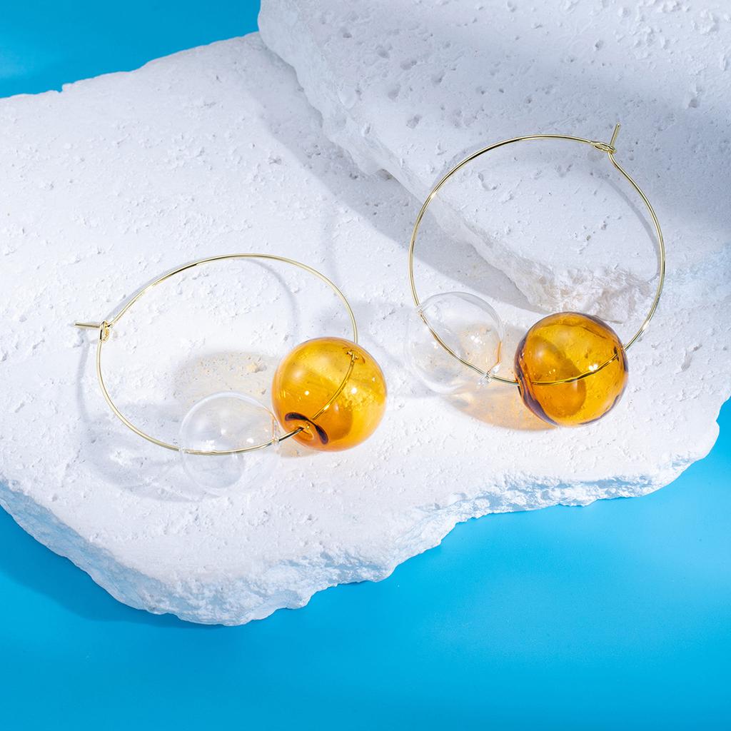 Handmade Harajuku Colored Bubble Glass Ball Earrings, Autumn And Winter Fashion Light Luxury High-End Super Fairy Cute Earrings