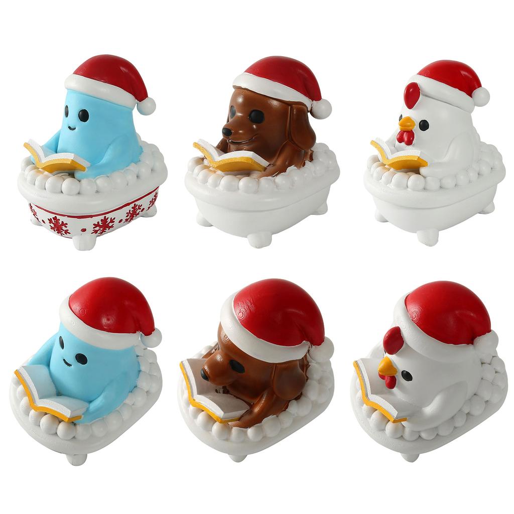 Christmas Puppy Night Light LED Resin Ghost Chicken Sculpture USB Powered Warm Yellow Lamp Cute Animal Figurine Ornament