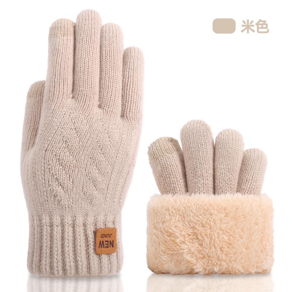 New warm and cold touch screen gloves thickened and velvet women's winter knitted gloves to keep out the cold