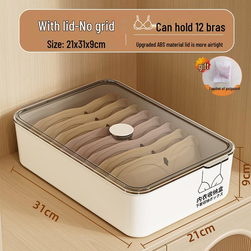3-in-1 Underwear Organizer Box with Lid: Compartmentalized Storage for Panties, Socks, and Bras.