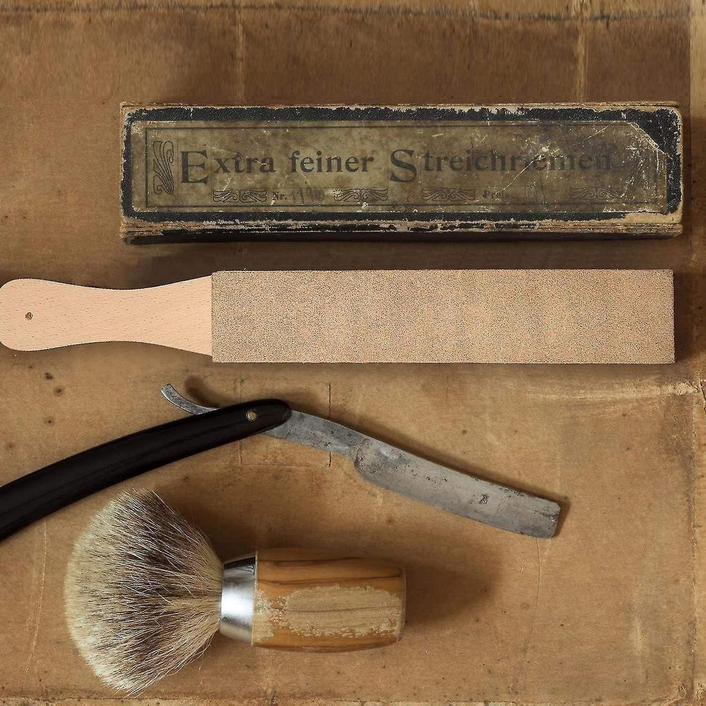 3 Pieces Leather Strops Kit, Paddle Strop Double Sided Leather Blocking Block With White Green Polis