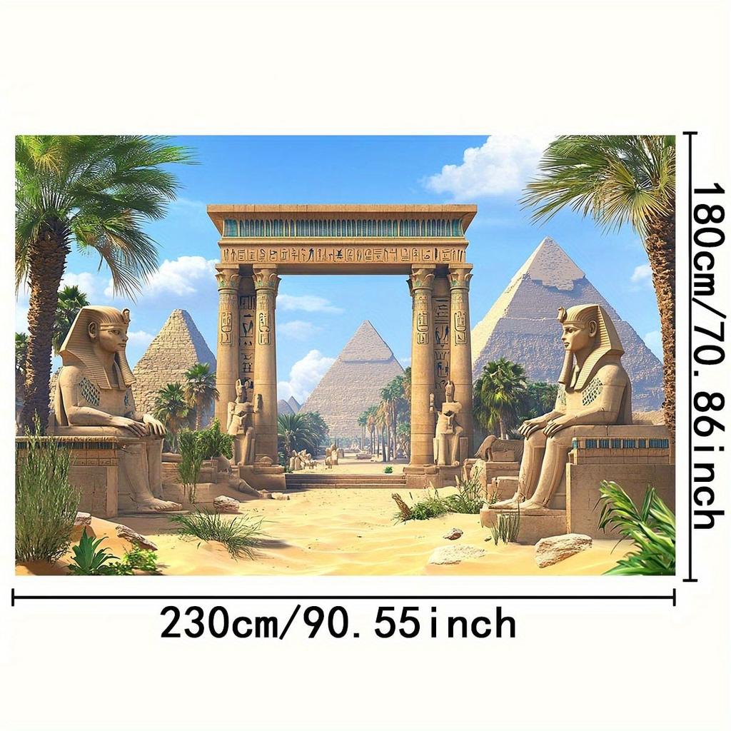 2D flat design 1-piece background cloth with ancient Egyptian theme suitable for cultural festivals and historical events.