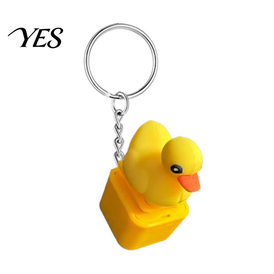 Stress Relief Toy Duck Sound Button Keychain, Rechargeable Fidget Clicker with Real & Keychain Reliever LED Light, Funny Interactive Desk Gifts