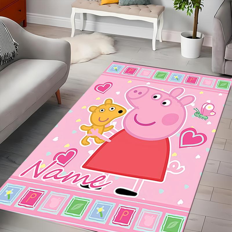 Custom personalization Peppa Pig Area Rug - Perfect For Kitchen, Bathroom,Laundry Room Decor Large Size Available,Gift All Seasons