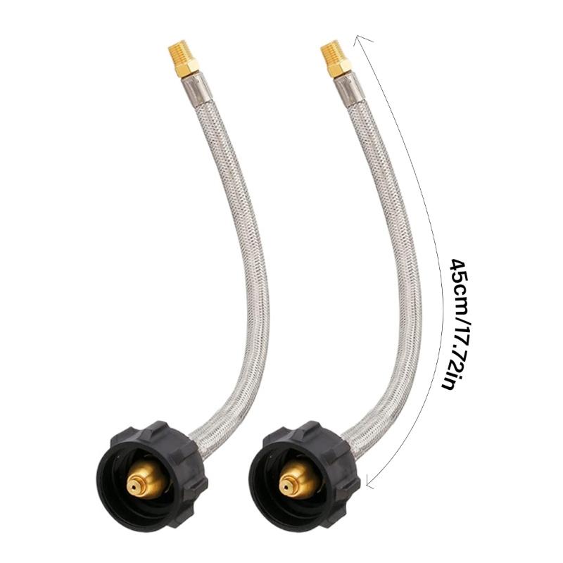 17inch Regulator Propane Hose Connector Replacement Stainless Steel Propane Hose with Gauges 1/4in Male NPT
