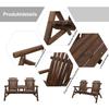 Wood Patio Chair Bench 2 Seats W/ Centre Coffee Table, Garden Bench, Carbonized