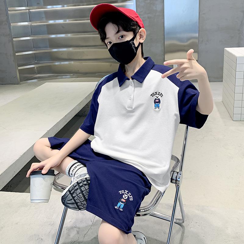 Boys Fashion Set 2025 Summer Children's Handsome Sports Embroidered POLO Shirt Two-piece Set