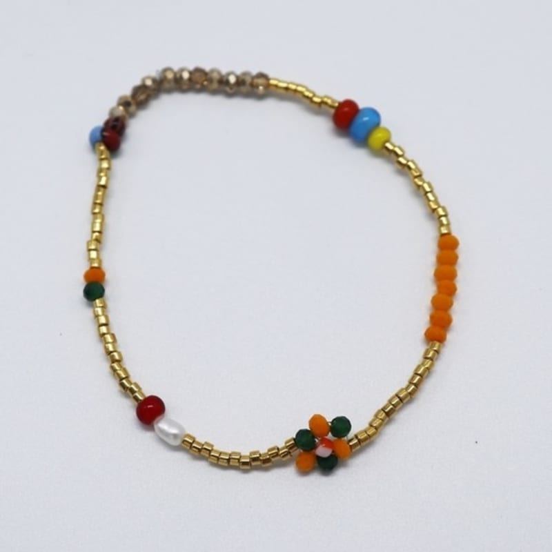 BONBEAU Mini Flower Multi Beads Bracelet Freshwater Pearl Flower Bead Bracelet 5 Colors