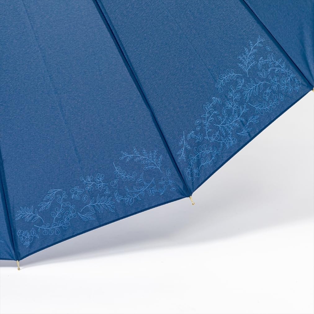 Ogawa 16 Navy Gift for or Special 53379 Women's Umbrella, Ribs, Large, Durable, Windproof, Water-Repellent, Jump-Style, Simple, Two-Tone Design, Blue,