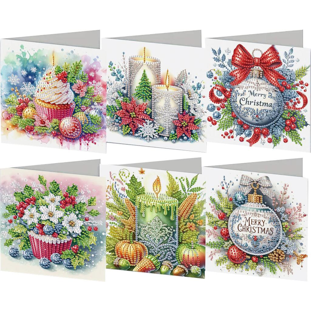 6Pcs Flower Butterfly Rhinestone Painting Card Kit Diamond Drawing Card Diamond Painting Greeting Card for Holiday Party Favors