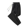 Winter Fall Men Sport Pants Loose Drawstring Elastic Waist Thick Plush Pockets Plus Size Ankle-banded Solid Color Exercise Trousers Sweatpants
