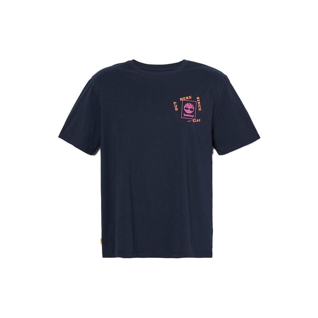 Timberland Logo Print Crew Neck Short Sleeve T-Shirt Men Tops Deep-Sapphire-Blue A6QD1-433