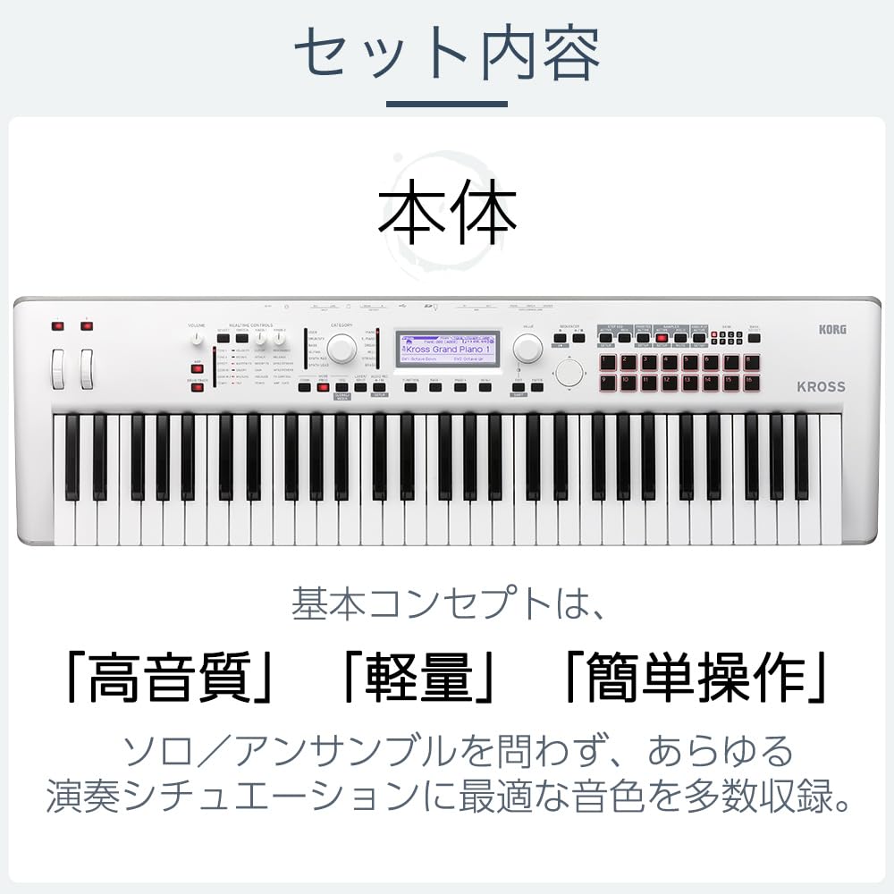 61-Key White Synthesizer with 8-Piece Accessory Set