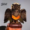 Owl Table Lamp Small Night Light with Golden Owl Farmhouse Bedside Wooden Base for Living Room Bedroom Office Retro Rustic Nightstand Style Lighting