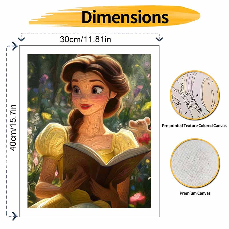 Disney Belle Reading oil paint by numbers painting kit handmade diy home decor gifts wall art craft for adults relax creative hobby art