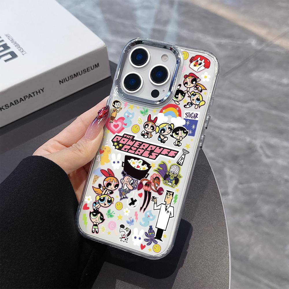 Cartoon P-Powerpuffs G-Girls Plating Phone Case for Oppo Find A5X A5 F29 X8 A60 A3X A3 A2 A78 A98 A79 A78 A59 A58 A38 Pro 4G 5G
