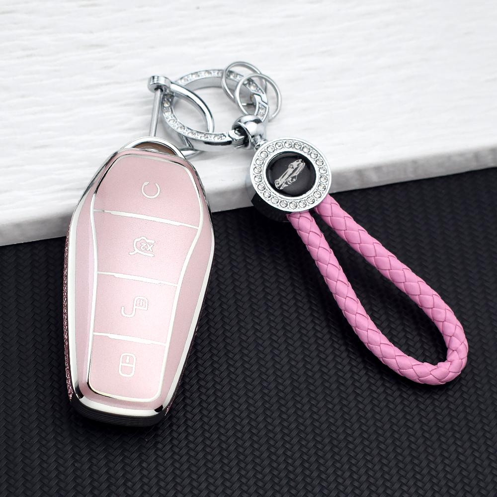 Beauty Pink Car Key Case For Byd Atto 3 Song Plus Seal Han Ev Dolphin Qin Plus U Dmi Anti-Scratch Soft Tpu Key Cover Protector