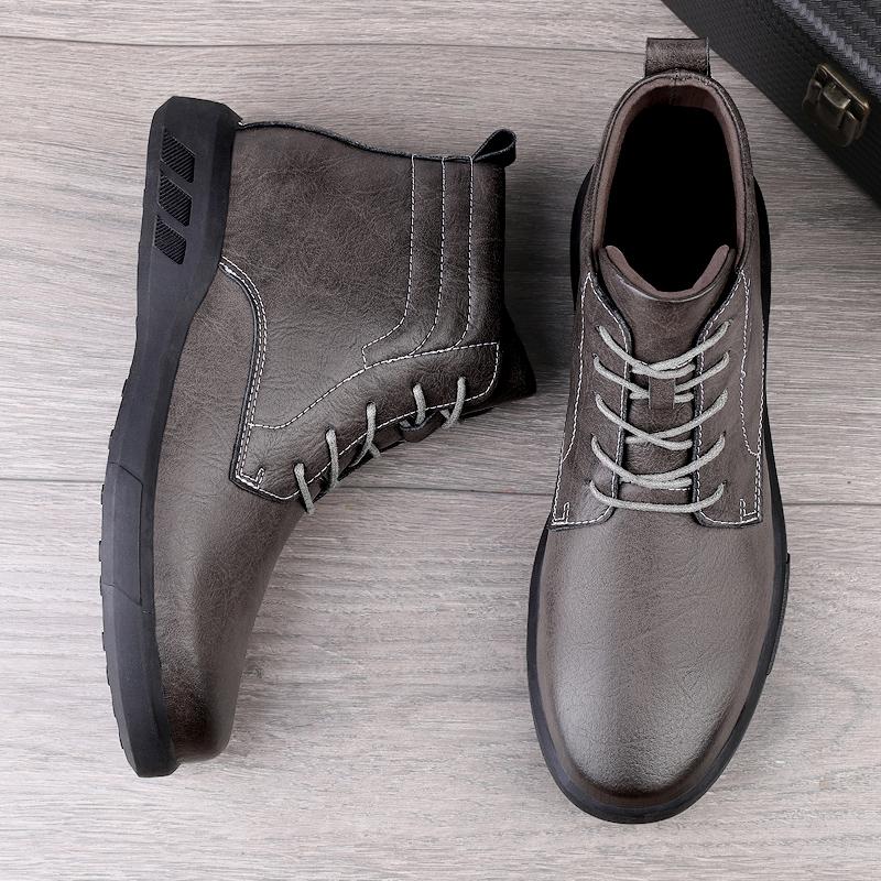 Luxury Brand Mens Ankle Boots Casual Outdoor Sneakers Genuine Leather Men Warm Winter Shoes Top Quality Man Business Basic Boots